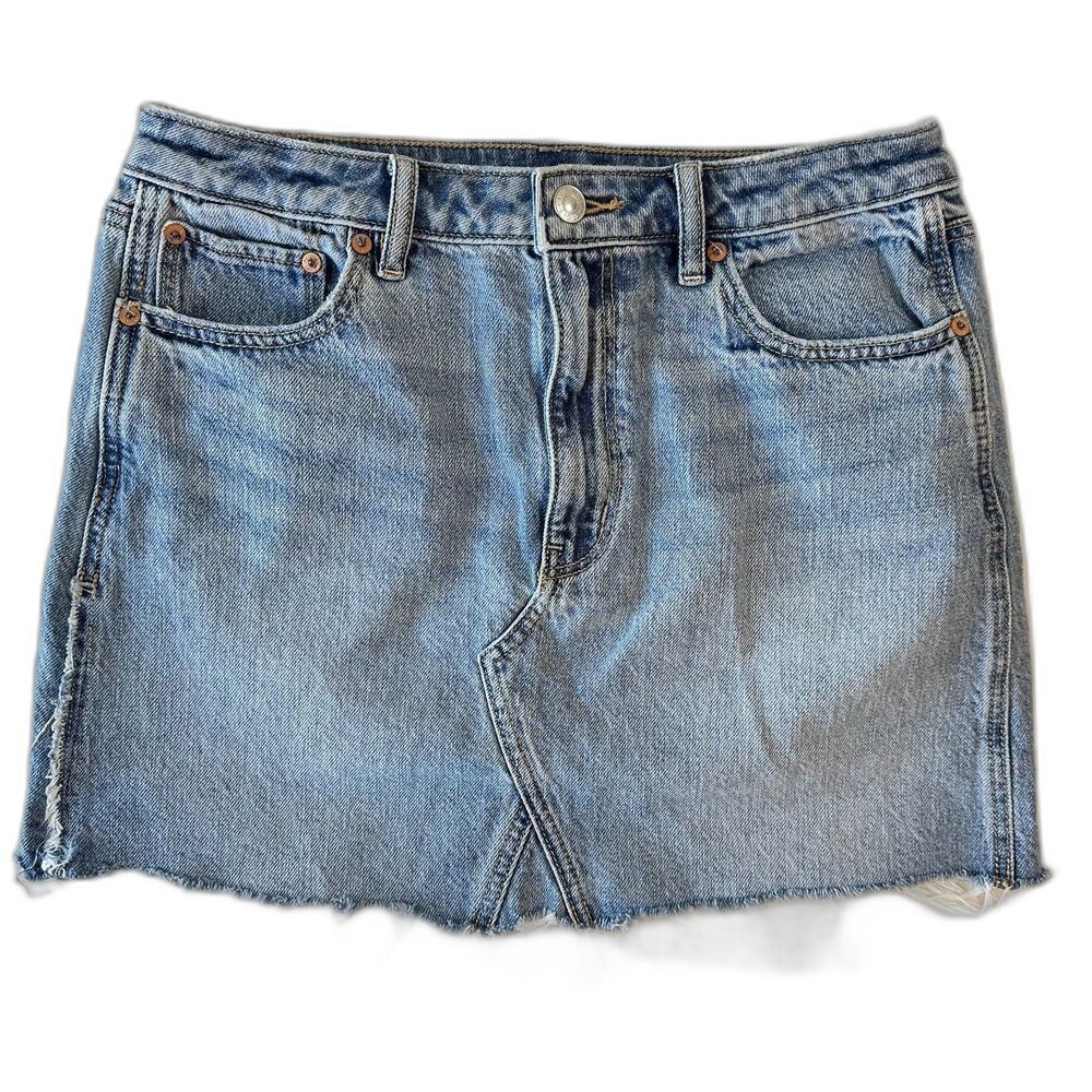 American Eagle Women's Super Hi-Rise A-Line Jeans Skirt Size 6 Light Wash